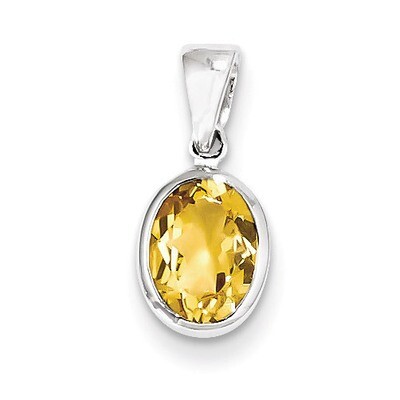 Citrine Pendant Sterling Silver Rhodium QDX740, MPN: QDX740, 883957433639