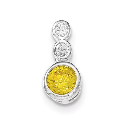 Polished Yellow CZ Bezel-set Pendant Sterling Silver QP4516