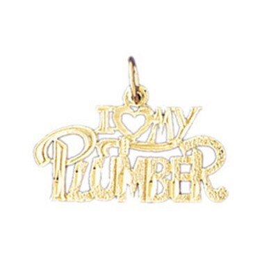 Dazzlers Jewelry I Love My Plumber Pendant Necklace Charm Bracelet in Yellow, White or Rose Gold 10…