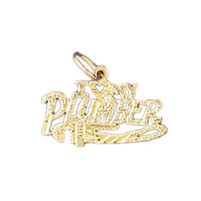 Dazzlers Jewelry I Love My Plumber Pendant Necklace Charm Bracelet in Yellow, White or Rose Gold 10…