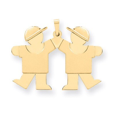 Double Boys Charm 14k Gold Solid Engravable XK392, MPN: XK392, 883957470863