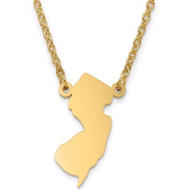 New Jersey State Pendant with Chain Engravable Gold-plated on Sterling Silver, MPN: XNA706GP-NJ, 88…