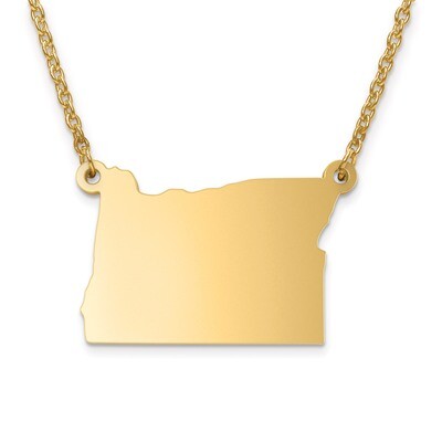 Oregon State Pendant with Chain Engravable Gold-plated on Sterling Silver, MPN: XNA706GP-OR, 886774…