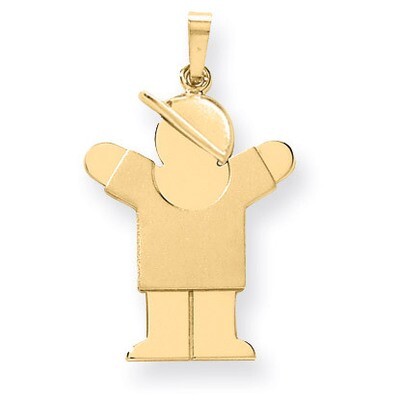 Boy with Hat on Right Charm 14k Gold Solid Engravable XK388, MPN: XK388, 883957415635