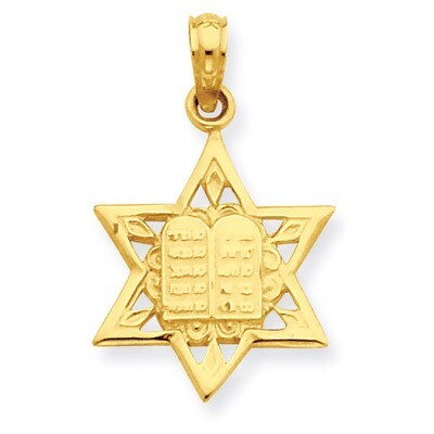Star of David with Tablets in Center Pendant 14k Gold C4461, MPN: C4461, 637218016778