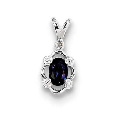 Sapphire &amp; Diamond September Pendant Sterling Silver QBPD21SEP, MPN: QBPD21SEP, 883957457765