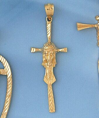 Dazzlers Jewelry Jesus Christ on Cross Pendant Necklace Charm Bracelet in Yellow, White or Rose Gol…