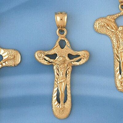Dazzlers Jewelry Jesus Christ on Cross Pendant Necklace Charm Bracelet in Yellow, White or Rose Gol…