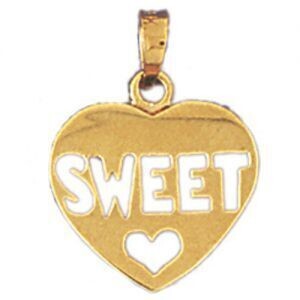 Dazzlers Jewelry Sweet Heart Pendant Necklace Charm Bracelet in Yellow, White or Rose Gold 10279, M…