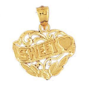 Dazzlers Jewelry Sweet Heart Pendant Necklace Charm Bracelet in Yellow, White or Rose Gold 10278, M…