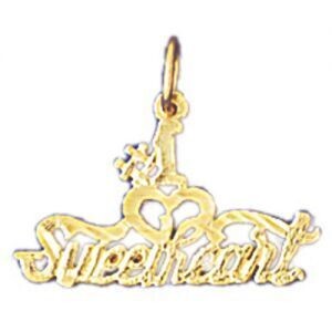 Dazzlers Jewelry Sweet Heart Pendant Necklace Charm Bracelet in Yellow, White or Rose Gold 10281, M…