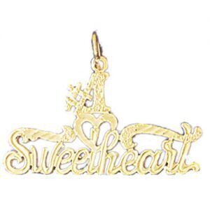 Dazzlers Jewelry Sweet Heart Pendant Necklace Charm Bracelet in Yellow, White or Rose Gold 10280, M…