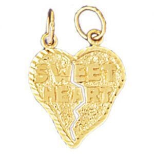 Dazzlers Jewelry Sweet Heart Pendant Necklace Charm Bracelet in Yellow, White or Rose Gold 10276, M…