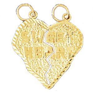 Dazzlers Jewelry Sweet Heart Pendant Necklace Charm Bracelet in Yellow, White or Rose Gold 10275, M…