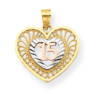 Sweet 15 Heart Pendant 10k Two-Tone Gold 10C972, MPN: 10C972, 886774022550