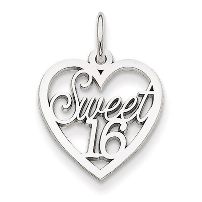 Sweet 16 Heart Charm 14k White Gold WCH26, MPN: WCH26, 883957342566