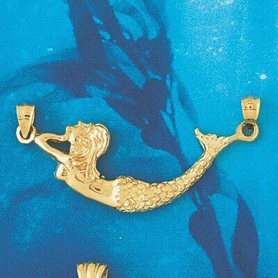 Dazzlers Jewelry Mermaid Dimensional Pendant Necklace Charm Bracelet in Yellow, White or Rose Gold …