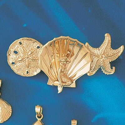 Dazzlers Jewelry Seashell Shell with Mermaid Pendant Necklace Charm Bracelet in Yellow, White or Ro…