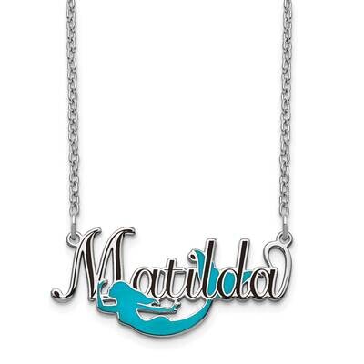 Mermaid Nameplate Necklace Sterling Silver Epoxied XNA995SS, MPN: XNA995SS,