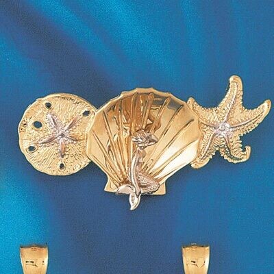Dazzlers Jewelry Seashell Mermaid Sand Dollar Starfish Two Tone White Pendant Necklace Charm Bracel…