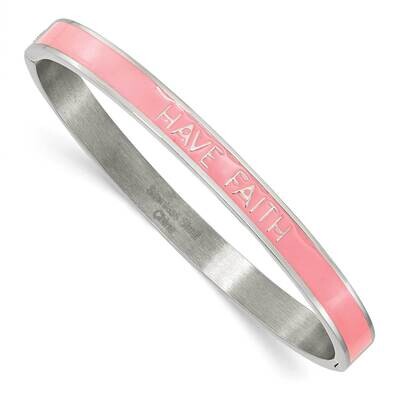 Pink Enamel Have Faith 6mm Hinged Bangle Stainless Steel Polished SRB2689, MPN: SRB2689, 1911018652…