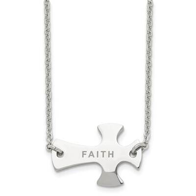 Faith Large Sideways Cross Necklace Stainless Steel SRN1182-19, MPN: SRN1182-19, 191101850776