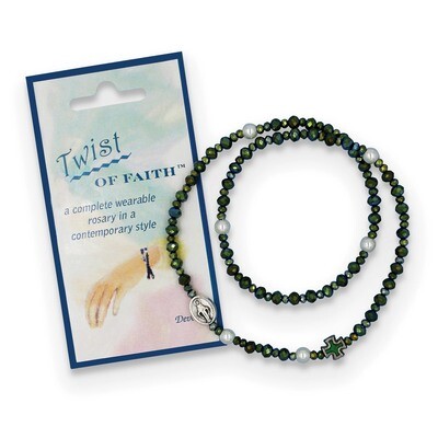 Green Twist of Faith Stretch Bracelet Rosary GM19735, MPN: GM19735, 827225580670