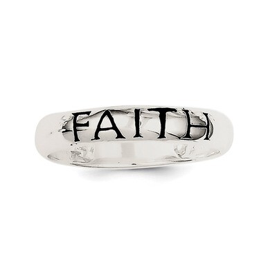Polished Faith Ring Sterling Silver Antiqued QR2692-7, MPN: QR2692, 883957313689