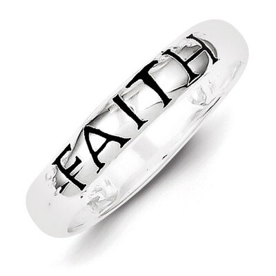 Polished Faith Ring Sterling Silver Antiqued QR2692-6, MPN: QR2692-6, 883957313689