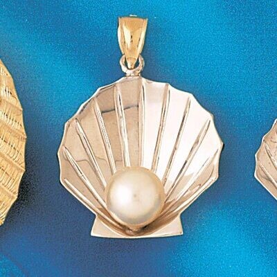 Dazzlers Jewelry Seashell with MOP Pearl Two Tone White Pendant Necklace Charm Bracelet in Yellow, …