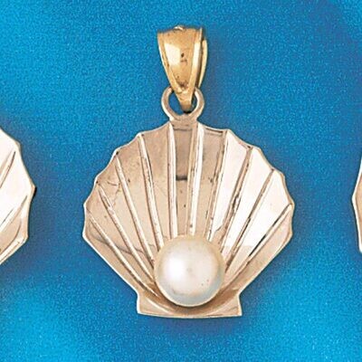 Dazzlers Jewelry Seashell with MOP Pearl Two Tone White Pendant Necklace Charm Bracelet in Yellow, …