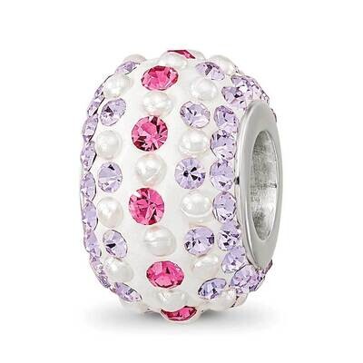 Pink/Purple Preciosa Crystal &amp; Imitation Pearl Bead Sterling Silver Rhodium-plated QRS4196, MPN: QR…