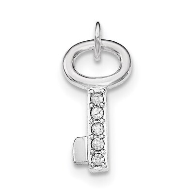 Key with Crystal Pendant Sterling Silver Rhodium-plated QC8521, MPN: QC8521, 191101358791