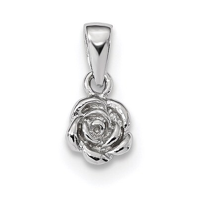 Childrens Textured Rose Pendant Sterling Silver Rhodium-plated QC8915, MPN: QC8915, 191101359866