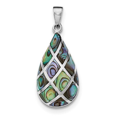 Teardrop Abalone Pendant Sterling Silver Rhodium-plated Polished QP4502, MPN: QP4502, 196904091135