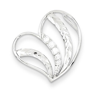 Sterling Silver Diamond Heart Pendant QC7463