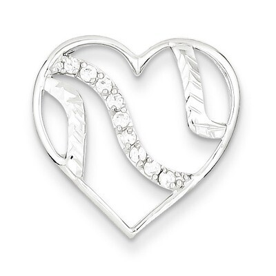 Sterling Silver Diamond Heart Pendant QC7464