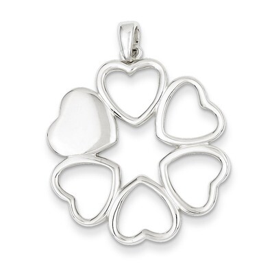 Sterling Silver Polished Hearts Pendant QC7434