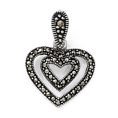 Marcasite Heart Pendant Sterling Silver QP3956