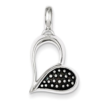 Sterling Silver Antiqued Heart Pendant QP2410