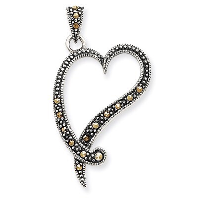 Marcasite Heart Pendant Sterling Silver QP1274