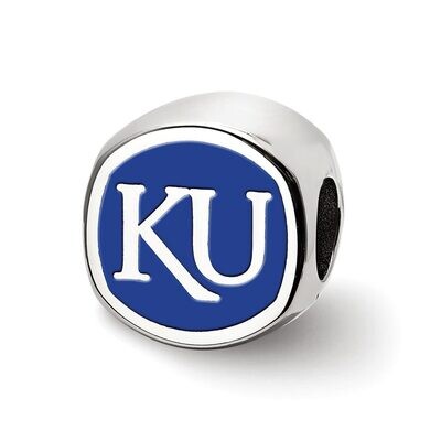 The University of Kansas Jayhawk Cushion Shaped Double Logo Bead Sterling Silver SS501UKS, MPN: SS5…