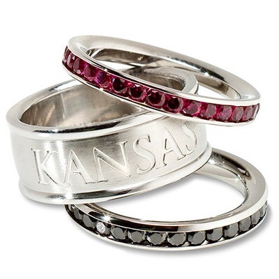 University of Kansas Logo Ring Set Size 8 Crystal Stacked UKS335CR-SZ8