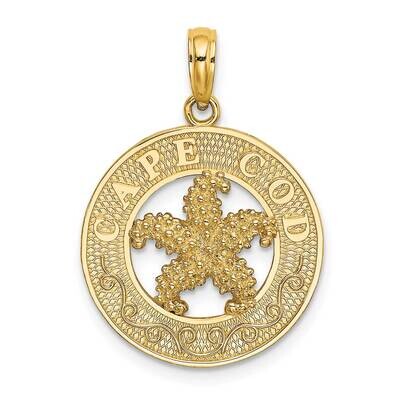 Cape Cod On Round Frame with Starfish Charm 14k Gold K7595, MPN: K7595, 637218142248
