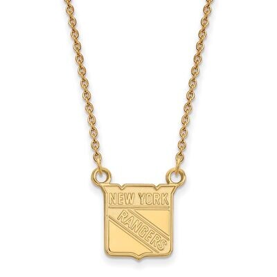 New York Rangers Small Pendant with Chain Necklace 10k Yellow Gold 1Y013RNG-18, MPN: 1Y013RNG-18, 8…