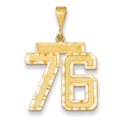 Number 76 Charm 14k Gold Large Diamond-cut LN76, MPN: LN76, 883957122670