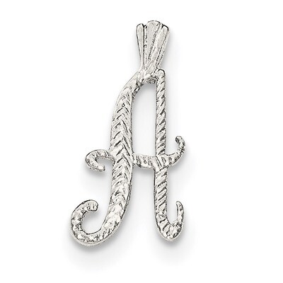 Letter A Chain Slide Sterling Silver Polished Textured QC8459A, MPN: QC8459A, 191101360442