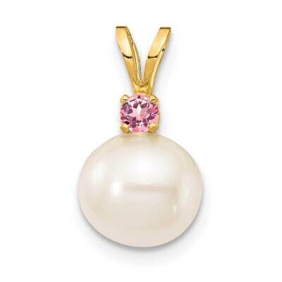 Pink Topaz 8-8.5mm White Round Freshwater Cultured Pearl Pendant 14k Gold XF742_PT, MPN: XF742_PT, …