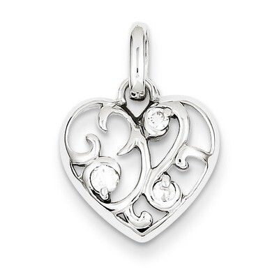 Heart Pendant Sterling Silver Rhodium-plated Diamond QC7459, MPN: QC7459, 883957548470