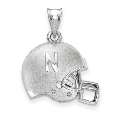 University of Nebraska N 3D Football helmet with Logo Pendant Sterling Silver SS505UNE, MPN: SS505U…